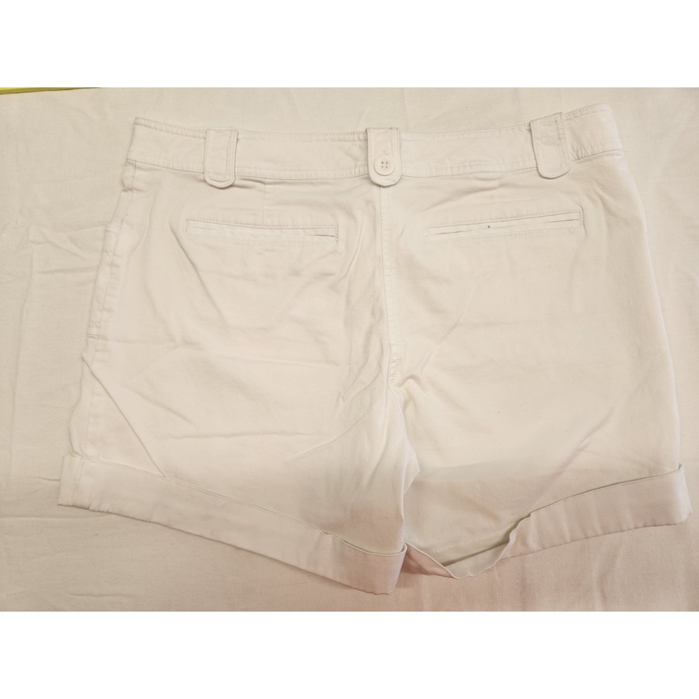 New York & Company Womens White Sailor Button Front Cuffed Shorts Size 14